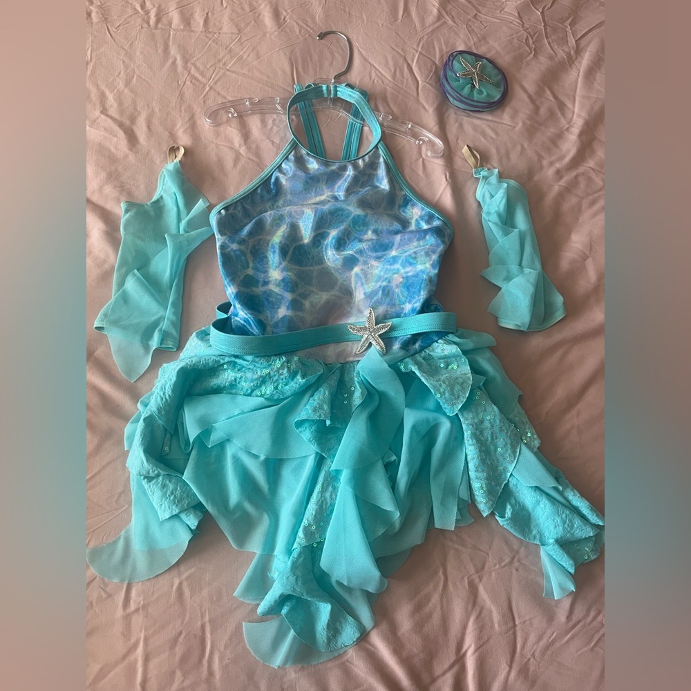 Weissman Aqua Sequin Dance Costume